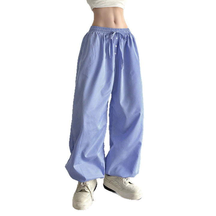 Damen Weite Lounge-Hose mit Smokbund, Tunnelzug, Knopfleiste und elastischen Fußbündchen Echo Archiv