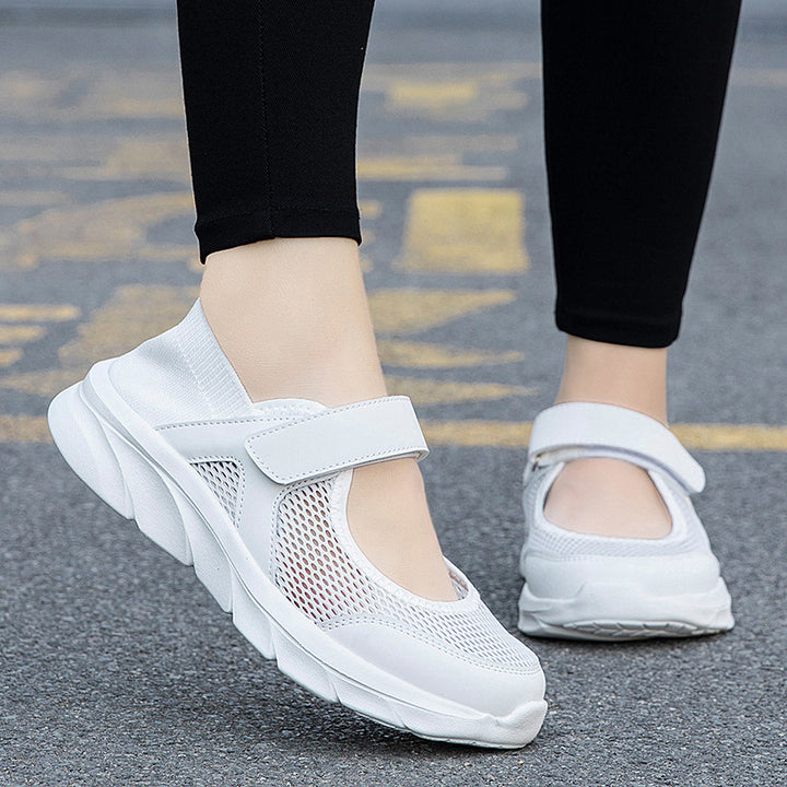 Damen nan Komfort-Riemchen-Sneaker mit Klettverschluss nahtlosem Strickschaft und dämpfender Leichtsohle Echo Archiv