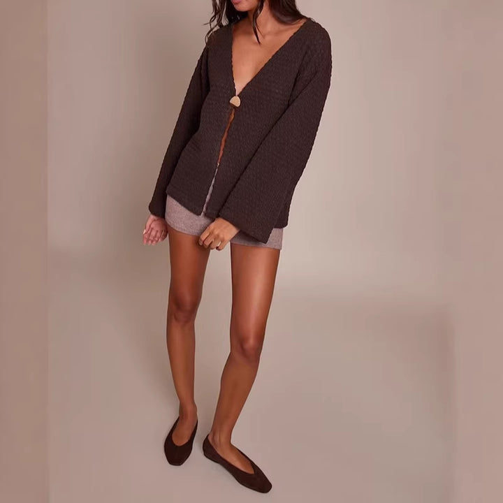 Damen Stylischer Strickcardigan mit tiefem V-Ausschnitt Echo Archiv