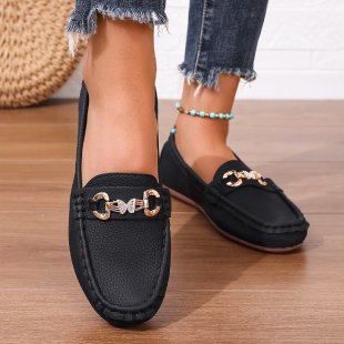 Damen elegante Mokassin-Slipper mit Zierkettchen und gepolstertem Komfortfußbett Echo Archiv
