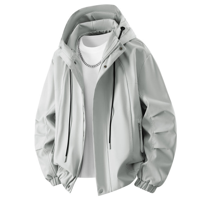 Herren Minimalistische Tech-Kapuzenjacke mit mattierter Oberfläche, Kordelzug & verdeckten Reißverschlusstaschen Echoarchiv