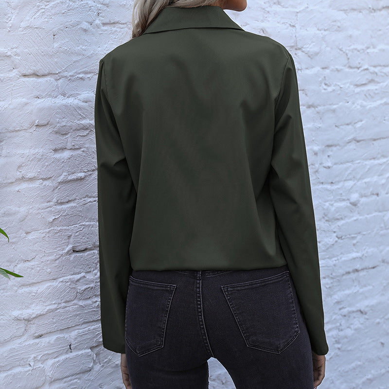 Damen Hemdbluse mit Kordelzug, Brusttaschen & lockerer Passform Echoarchiv