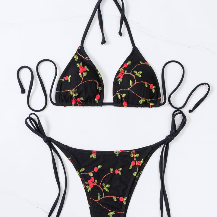 Damen Triangel-Bikini mit handgefertigten floralen Stickereien Echo Archiv