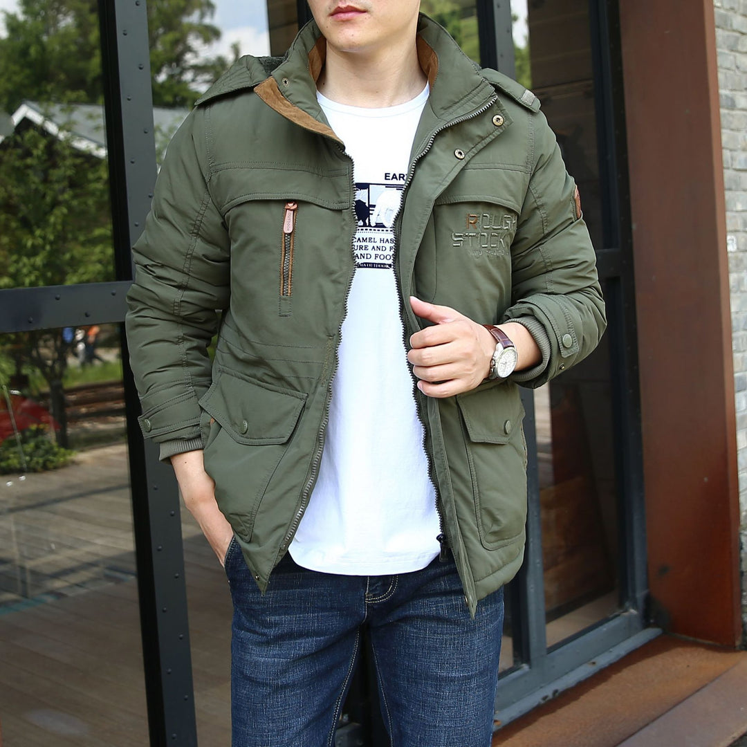 Herren isolierte Fieldparka mit Sherpa‑Kragen und Multifunktionstaschen Echoarchiv