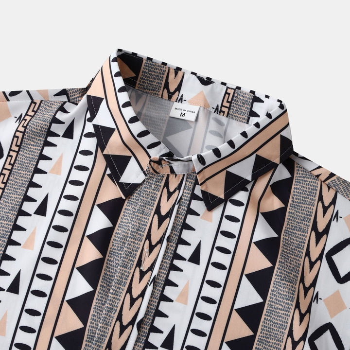 Herren Langarmhemd mit trendigem Geometrie-Design Echoarchiv