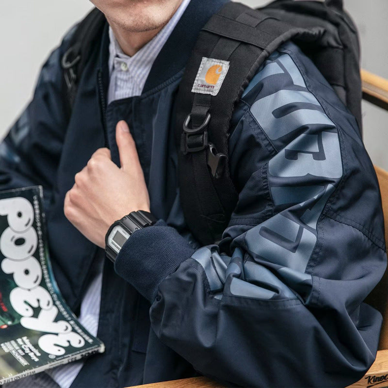 Unisex Leichte Oversize-Bomberjacke aus Nylon mit reflektierenden Ärmeln und Rippbündchen Echoarchiv