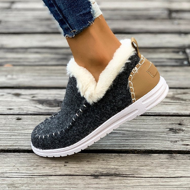 Damen Gefütterte Moccasin‑Sneaker in Wolloptik mit Teddyfutter und Ziernaht Echo Archiv