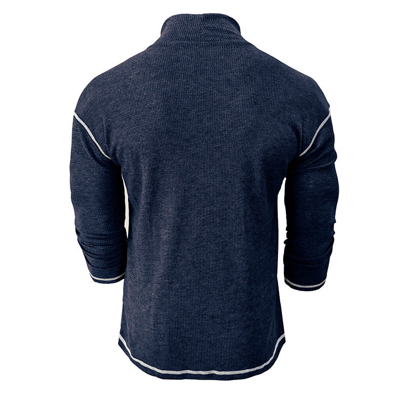 Herren Stehkragen Pullover mit kontrastierenden Säumen Echoarchiv