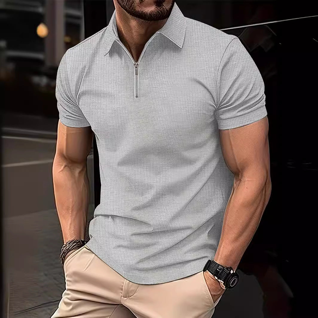 Herren modisches Poloshirt mit Reißverschluss und strukturiertem Design Echoarchiv