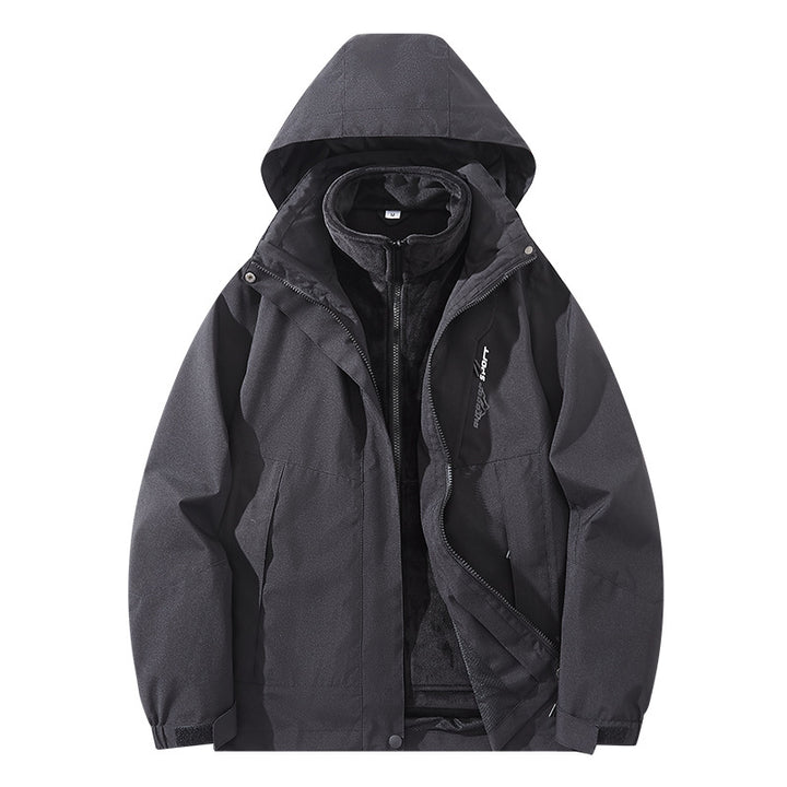 Herren Wasserabweisende zweilagige Trekkingjacke mit abnehmbarer Fleece-Innenjacke und Kapuze Echo Archiv