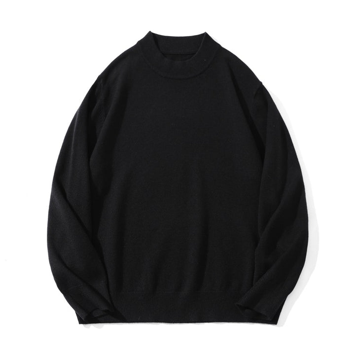 Unisex Feiner Strickpullover mit Mockneck, Oversize-Schnitt und gerippten Bündchen Echoarchiv