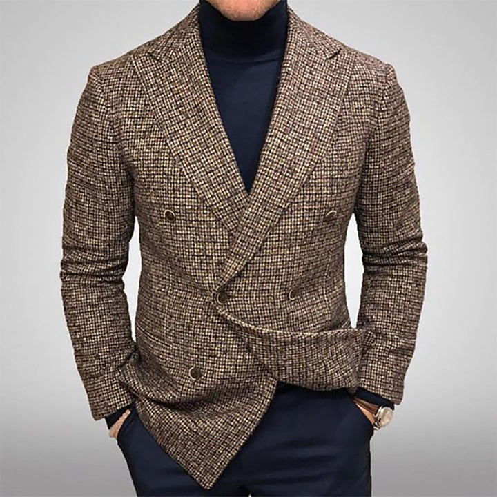 Herren zweireihiger Blazer aus hochwertigem Stoff mit modernen Details Echoarchiv