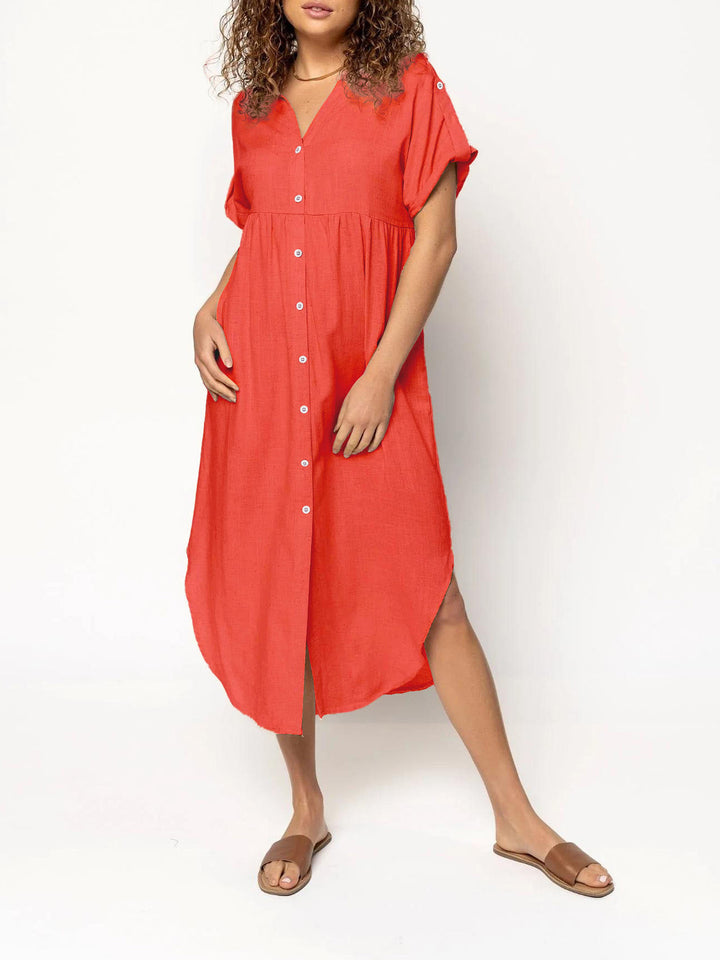 Damen Hemdkleid mit bodenlangem Schnitt und Knopfdetails Echo Archiv