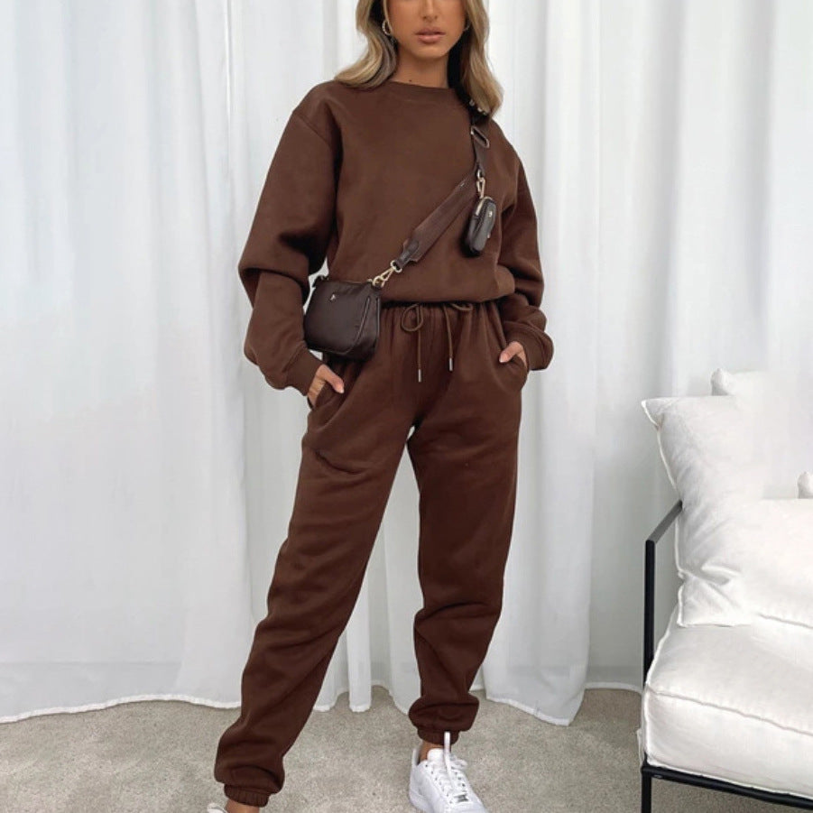 Damen nan weit geschnittenes Fleece-Freizeitset mit Sweatshirt und Jogginghose Echo Archiv