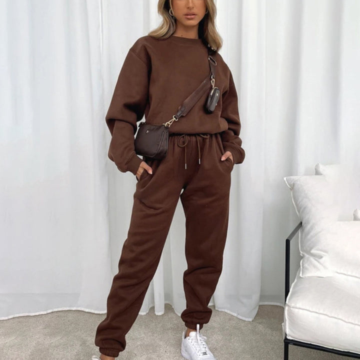Damen nan weit geschnittenes Fleece-Freizeitset mit Sweatshirt und Jogginghose Echo Archiv