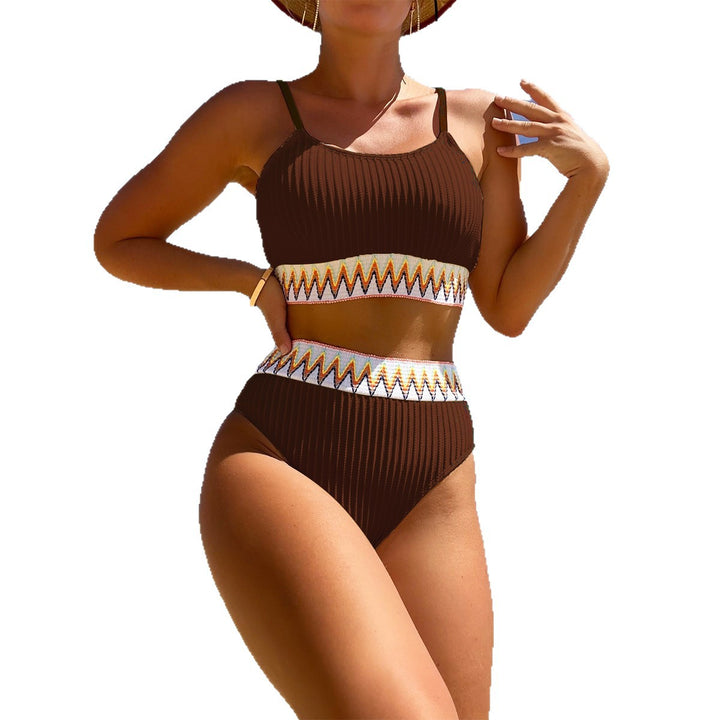 Damen Hochtaillierter Bikini mit geometrischem Muster Echo Archiv