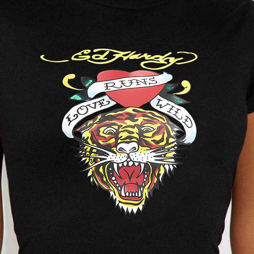 Damen T-Shirt mit kreativem Tiger-Motiv und inspirierendem Schriftzug Echo Archiv