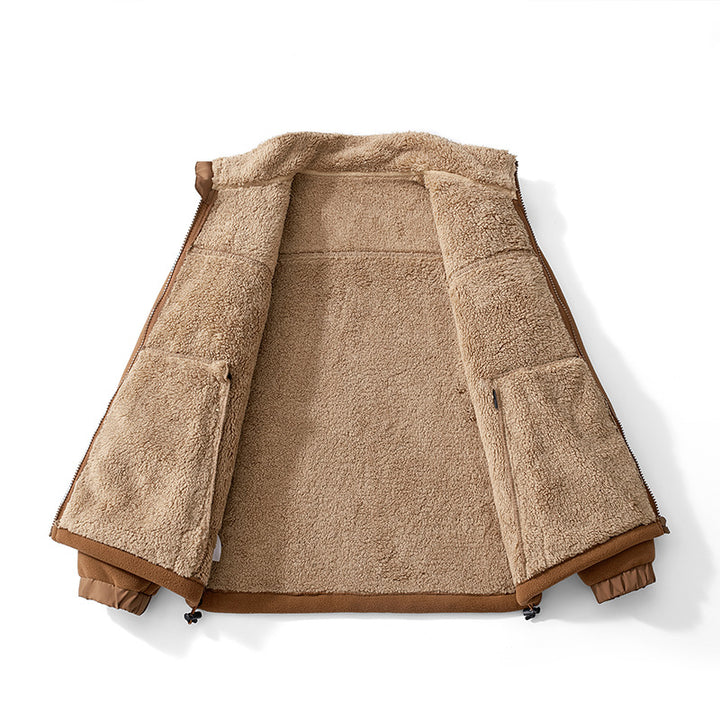 Herren Teddygefütterte Fleecejacke mit Stehkragen, Reißverschluss und Thermo-Innenfutter Echoarchiv