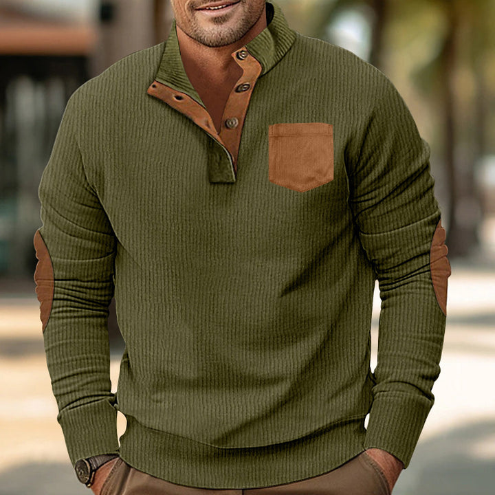 Herren Komfortabler Pullover mit Stehkragen und Kontrastdetails Echoarchiv