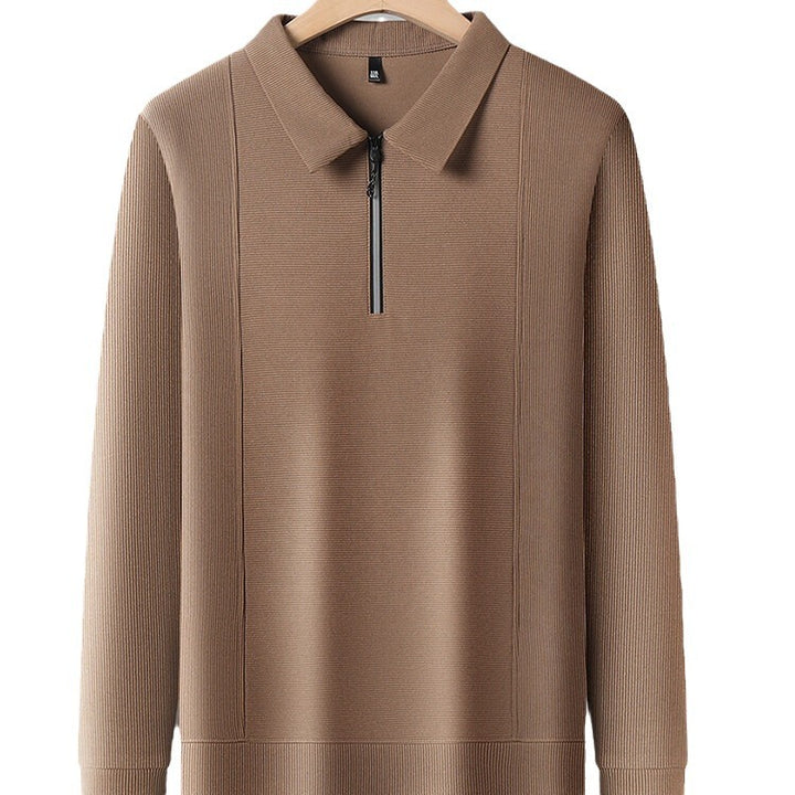 Herren lässiger Langarmpulli mit Halbreißverschluss und strukturiertem Design Echoarchiv