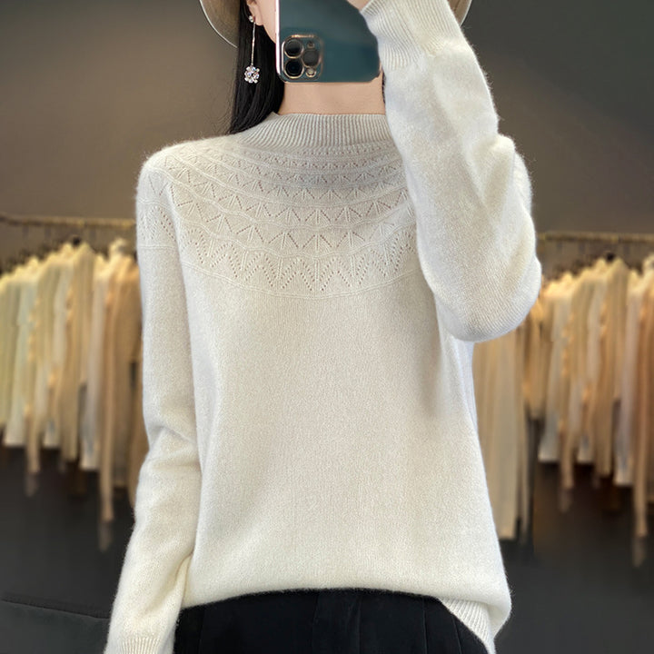 Damen Kuscheliger Mohair‑Optik Pullover mit Zierstruktur am Oberteil und Stehkragen Echoarchiv