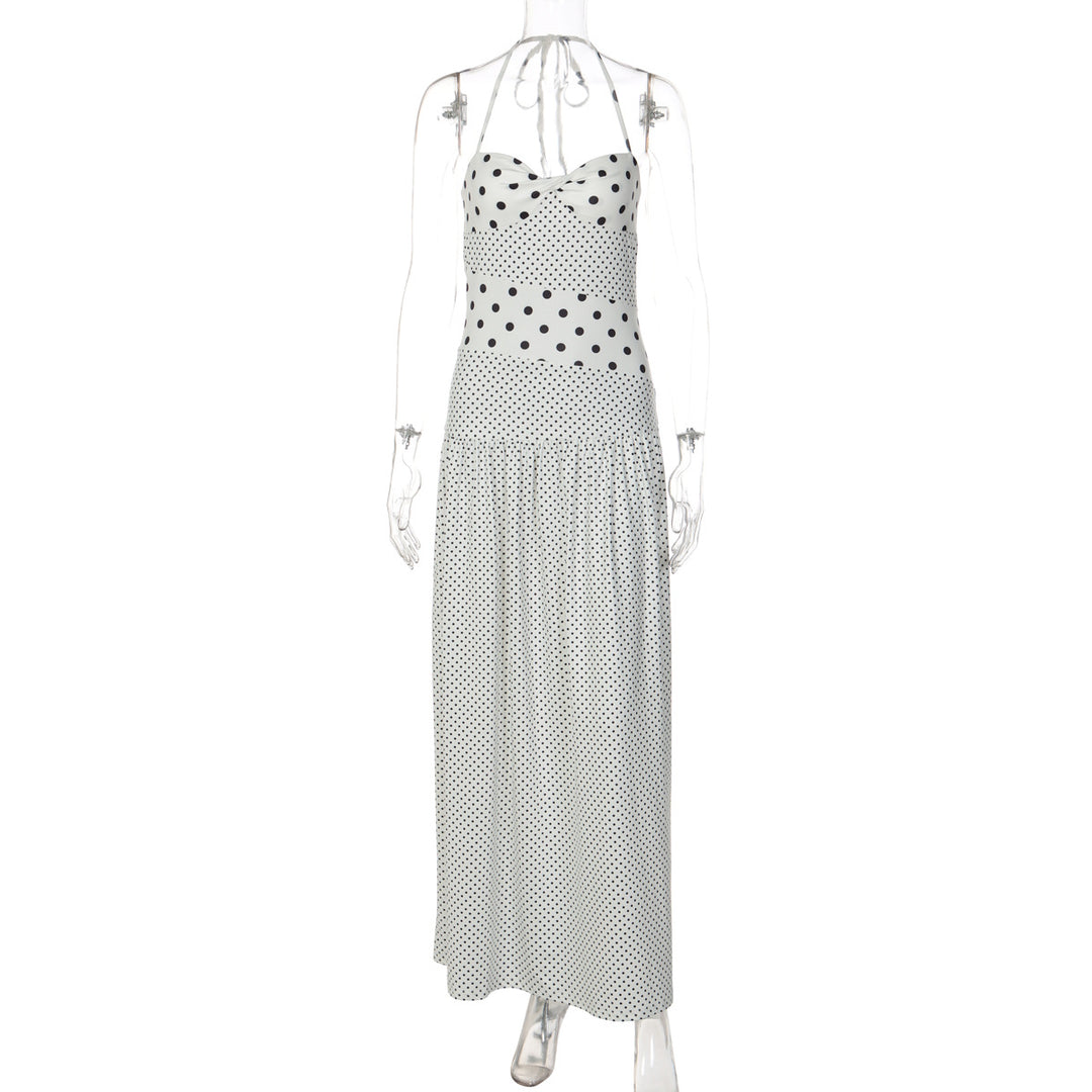 Damen Maxikleid mit verspielten Polka-Dots und schickem Halterdesign Echo Archiv
