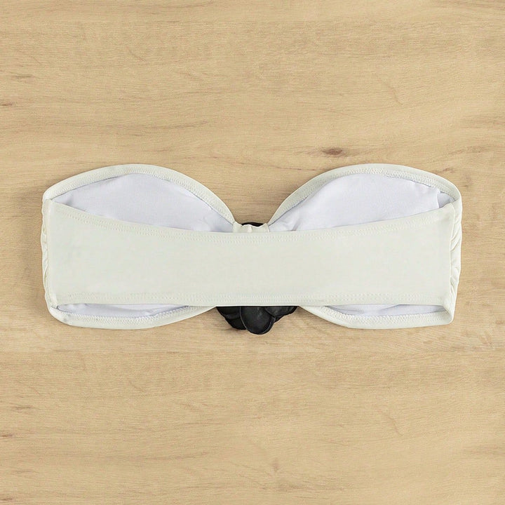 Damen Bandeau-Bikinioberteil mit dekorativer Blumenapplikation Echo Archiv