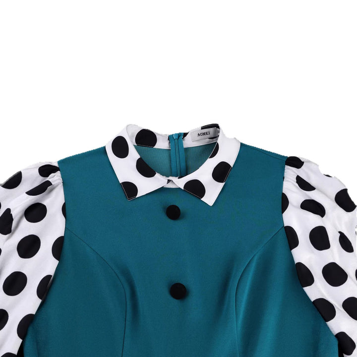 Damen figurbetontes Midi-Kleid mit polka-dot Ärmeln Echo Archiv