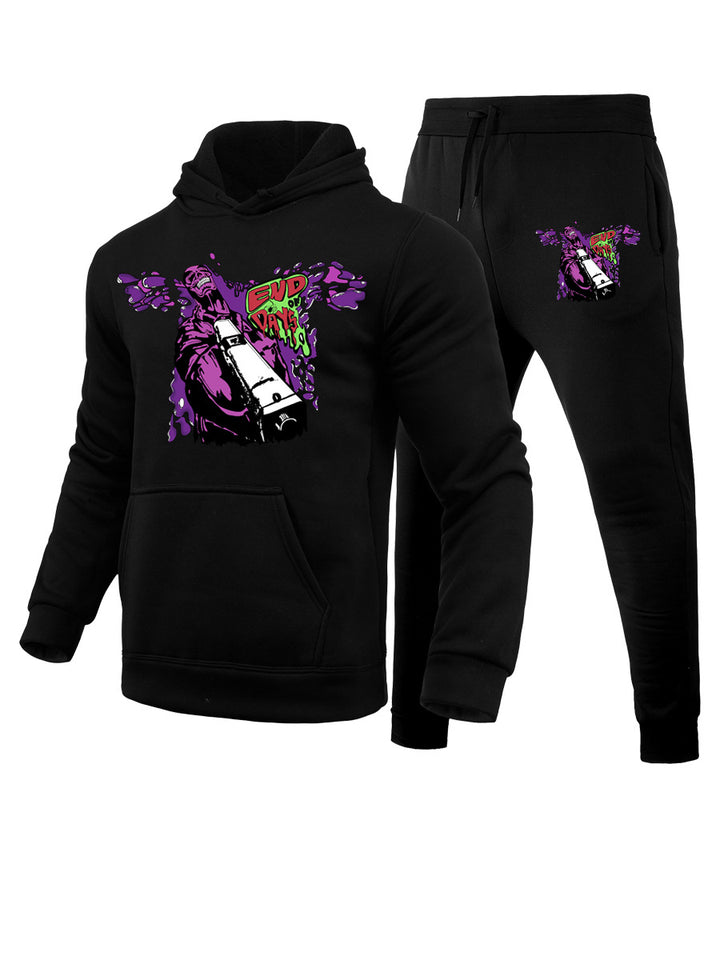 Herren Urbaner Kapuzenpullover mit grafischem Design und Jogginghose Echoarchiv