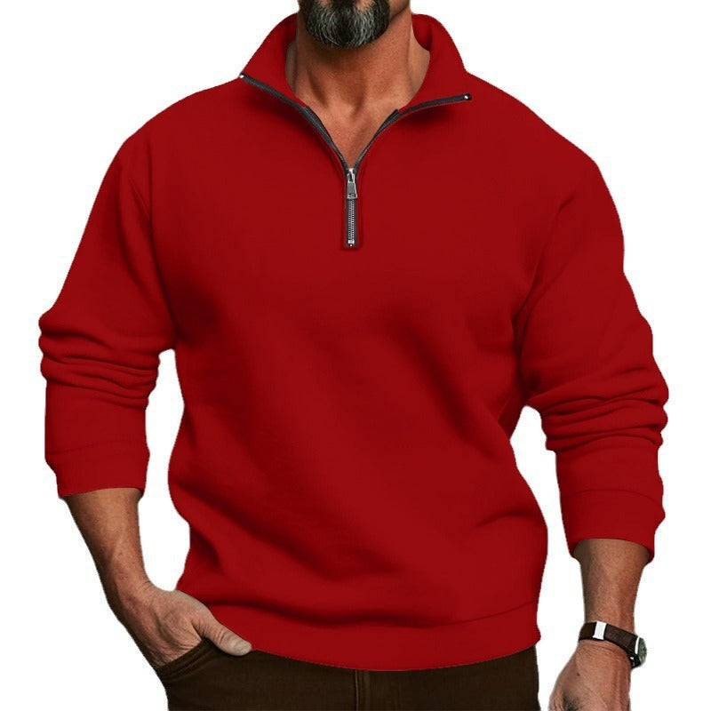 Herren Sweatshirt mit halblangem Reißverschluss und weichem Innenfutter – Marzano