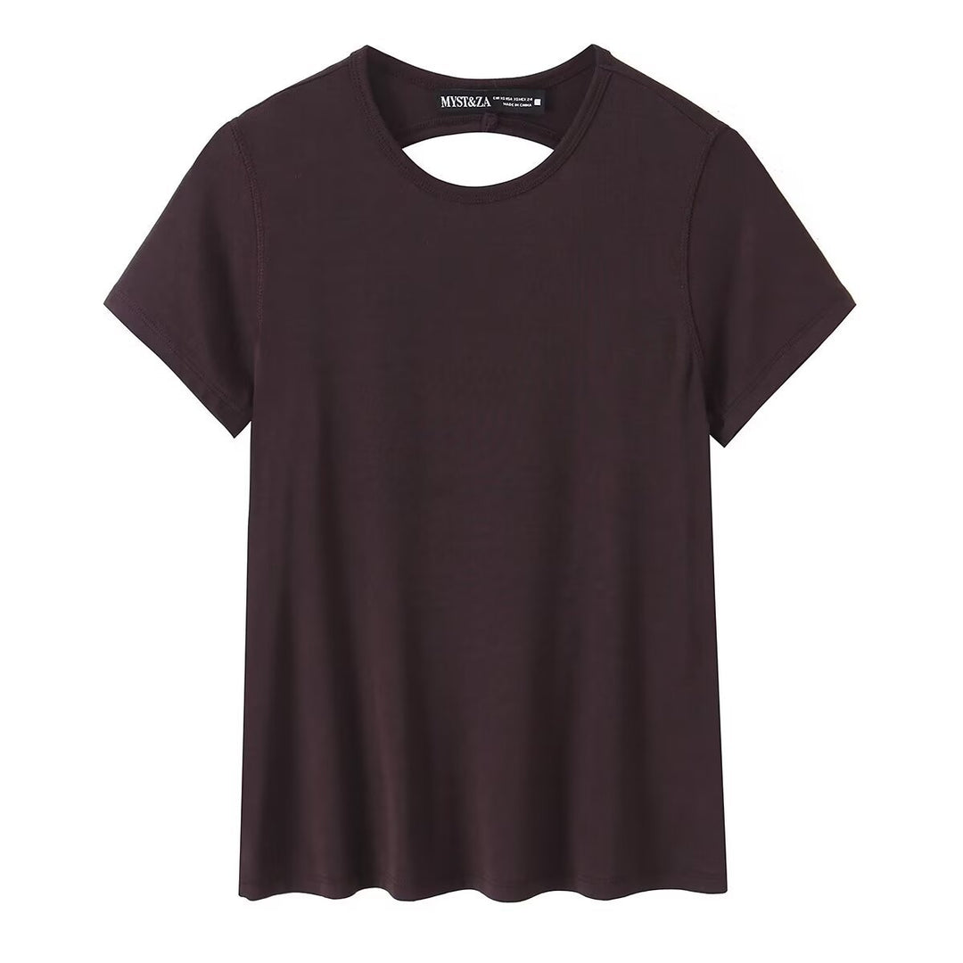 Damen Freizeit T-Shirt mit modernem Rückenausschnitt und hochwertiger Baumwolle Echo Archiv