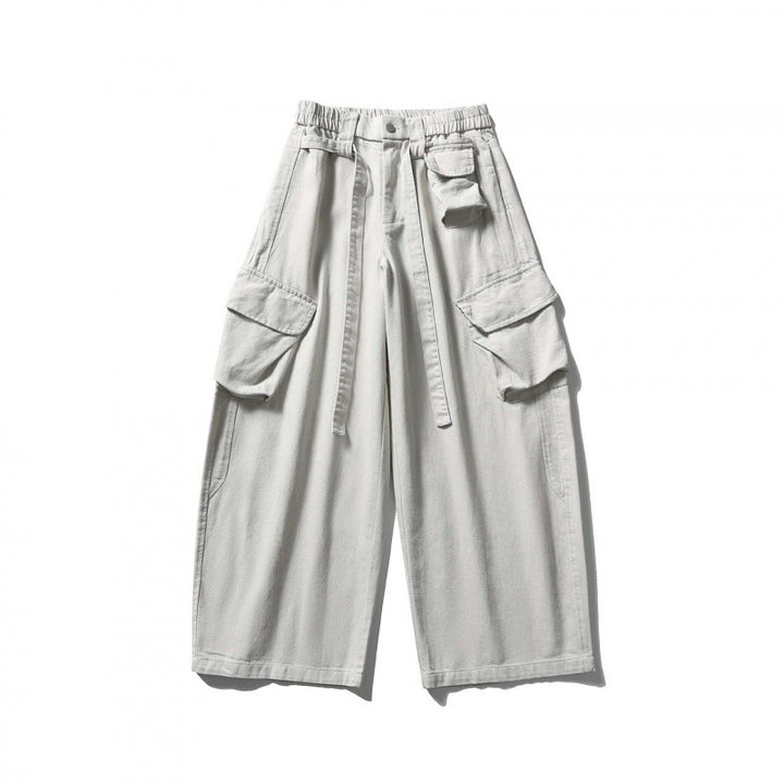 Unisex Weite Cargo-Cropped-Hose mit hohem elastischem Bund, Mehrfachtaschen und Kordelzug Echo Archiv
