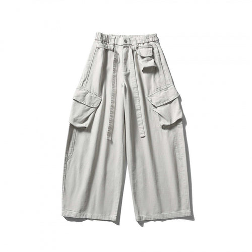 Unisex Weite Cargo-Cropped-Hose mit hohem elastischem Bund, Mehrfachtaschen und Kordelzug Echo Archiv