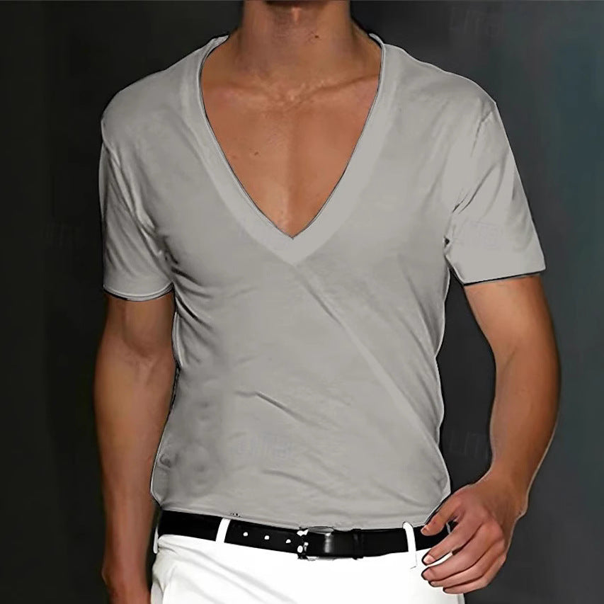 Herren V-Ausschnitt T-Shirt mit figurschmeichelndem Schnitt und hochwertigen Stoffen Echoarchiv