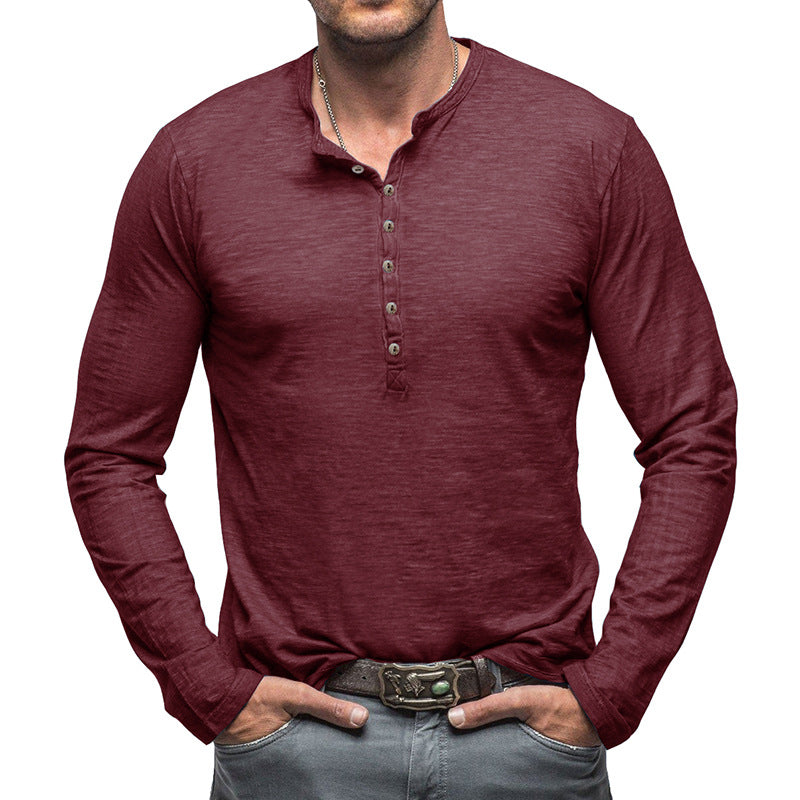 Herren Langarm-Henley-Shirt mit eleganter Knopfleiste und strukturiertem Stoff Echoarchiv