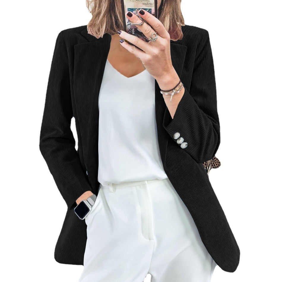Damen Cordblazer im Oversized-Schnitt mit Revers und Schmuckknöpfen Echoarchiv