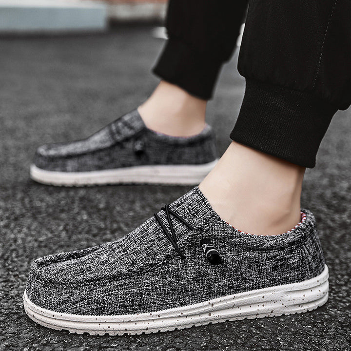 Unisex nan melierter Strick-Mokassin-Slipper mit elastischem Kordelzug und gedämpfter EVA-Laufsohle Echo Archiv