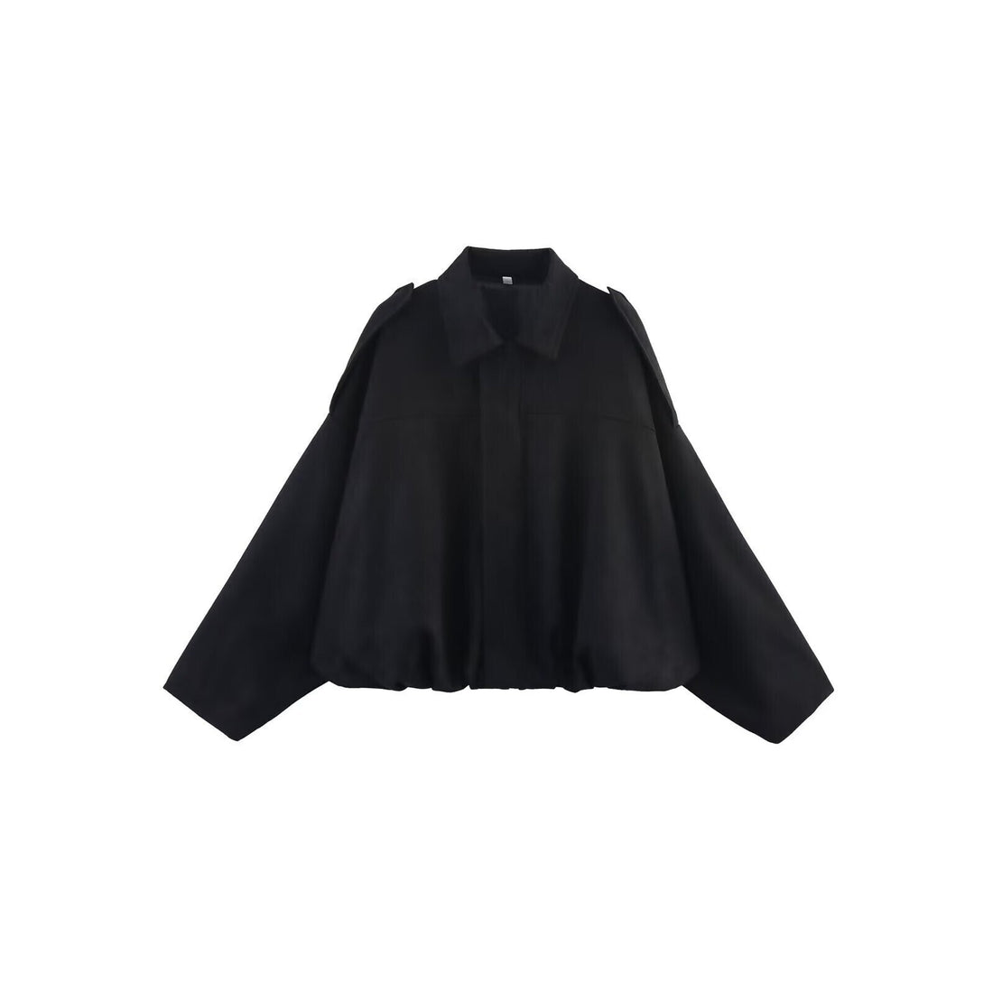 Damen Kurzjacke aus Kunstleder mit Ballon-Silhouette und aufgesetzten Schulterklappen Echoarchiv