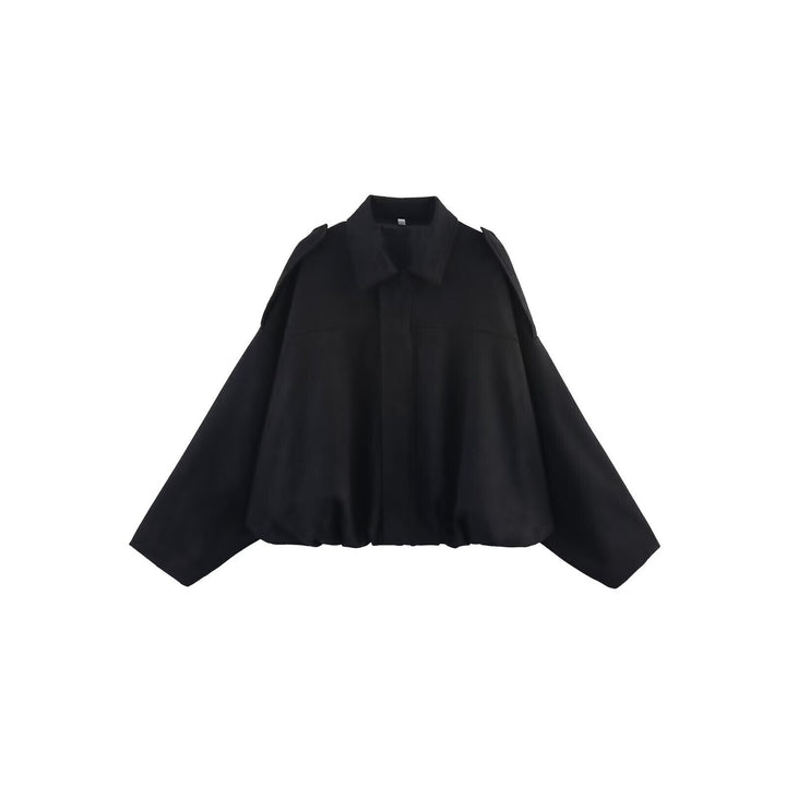 Damen Kurzjacke aus Kunstleder mit Ballon-Silhouette und aufgesetzten Schulterklappen Echoarchiv