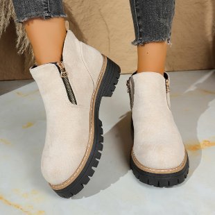 Damen nan knöchelhohe Wildlederimitat-Stiefelette mit seitlichem Reißverschluss, Zuglasche und robust profilierter Gummisohle Echo Archiv