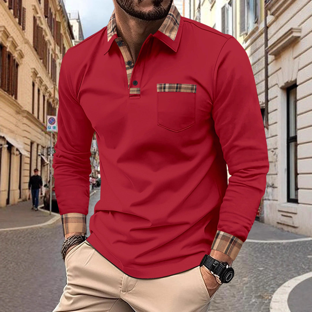 Herren Poloshirt mit Kontrastkragen und modischen Akzenten Echoarchiv