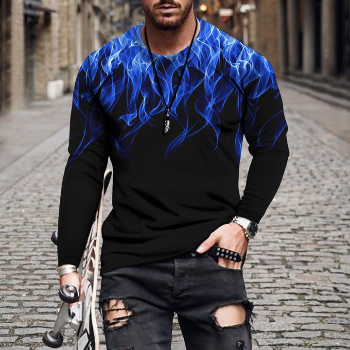 Herren Langarmshirt mit dynamischem Flammendesign und sportlichem Schnitt Echoarchiv