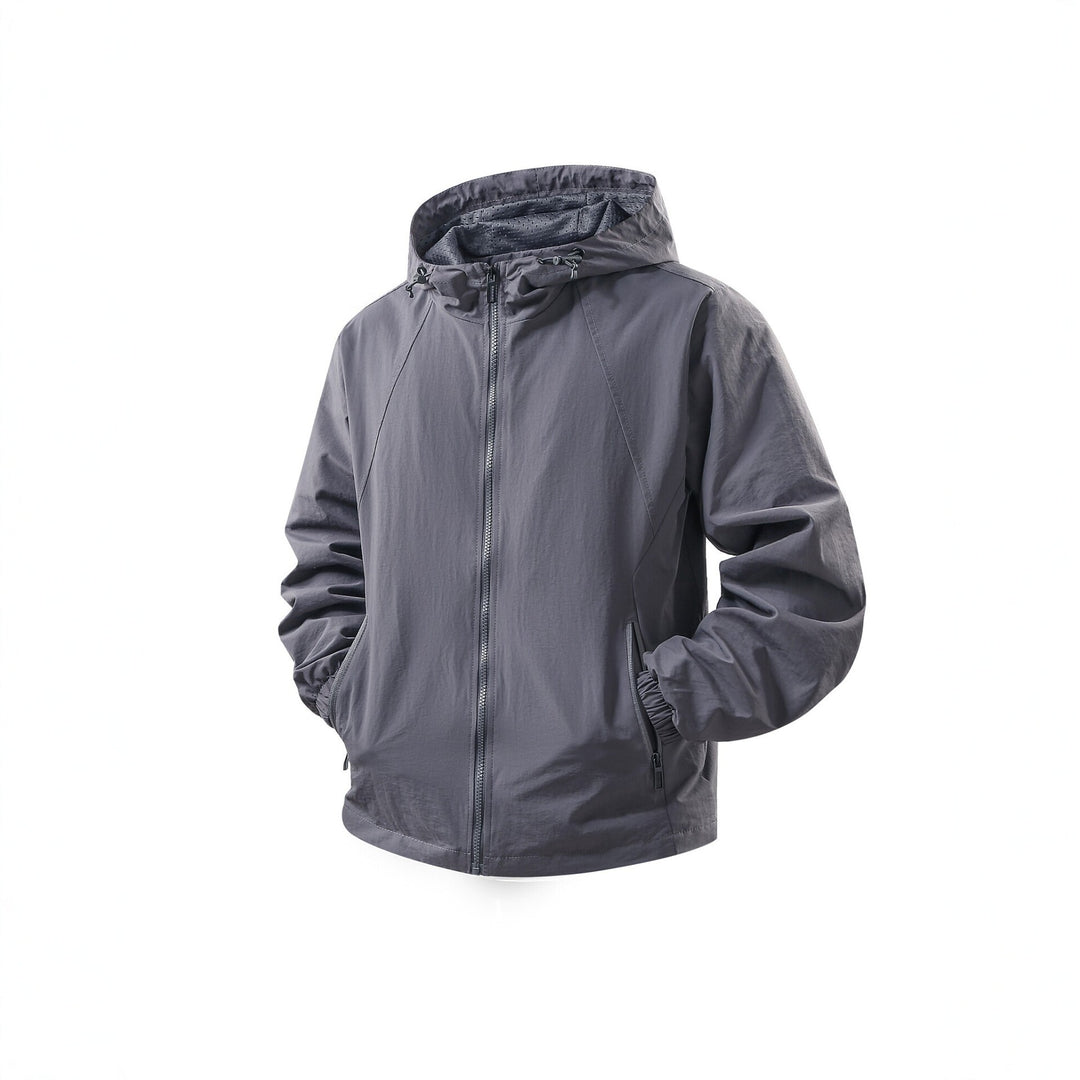 Herren Leichte atmungsaktive Kapuzen-Windjacke mit Mesh-Innenfutter und Reißverschlusstaschen Echo Archiv