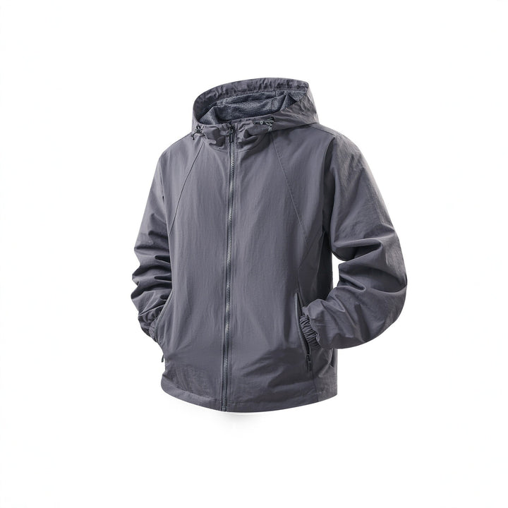 Herren Leichte atmungsaktive Kapuzen-Windjacke mit Mesh-Innenfutter und Reißverschlusstaschen Echo Archiv