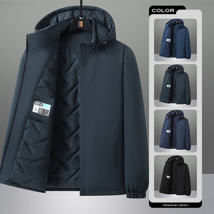 Herren wasserabweisende urbane Softshell-Jacke mit leicht gepolstertem Steppfutter, verstecktem Reißverschluss und elastischen Bündchen – Taviero