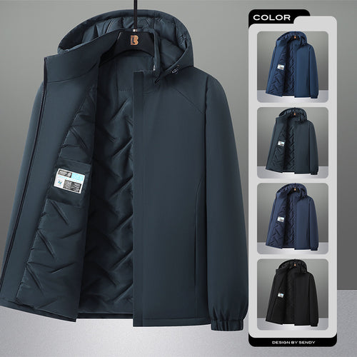 Herren wasserabweisende urbane Softshell-Jacke mit leicht gepolstertem Steppfutter, verstecktem Reißverschluss und elastischen Bündchen – Taviero