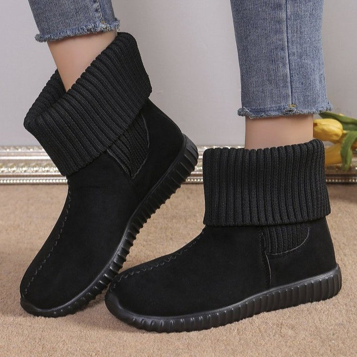 Damen Komfort-Ankleboots im Mokassin‑Style mit Umschlag-Strickkragen Echo Archiv