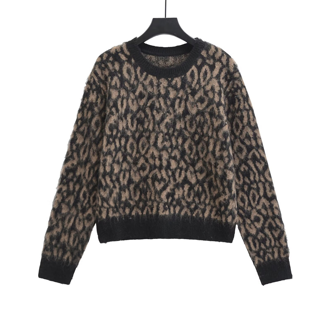Damen Grobstrick-Pullover mit Leo-Jacquard, weichem Flor und Rundhals Echoarchiv