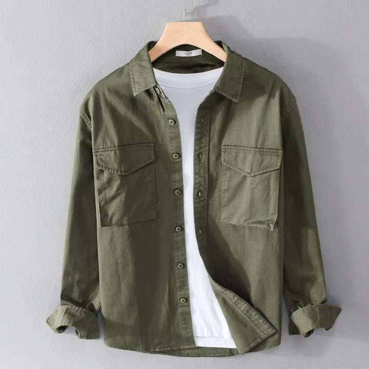 Herren Robustem Baumwoll-Twill Overshirt mit aufgesetzten Brusttaschen und Relaxed-Fit Echoarchiv
