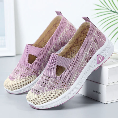 Damen nan leichter gestrickter Slip-On Mary-Jane-Sneaker mit Cut-Out, atmungsaktivem Strickoberteil und dämpfender Komfortsohle Echo Archiv